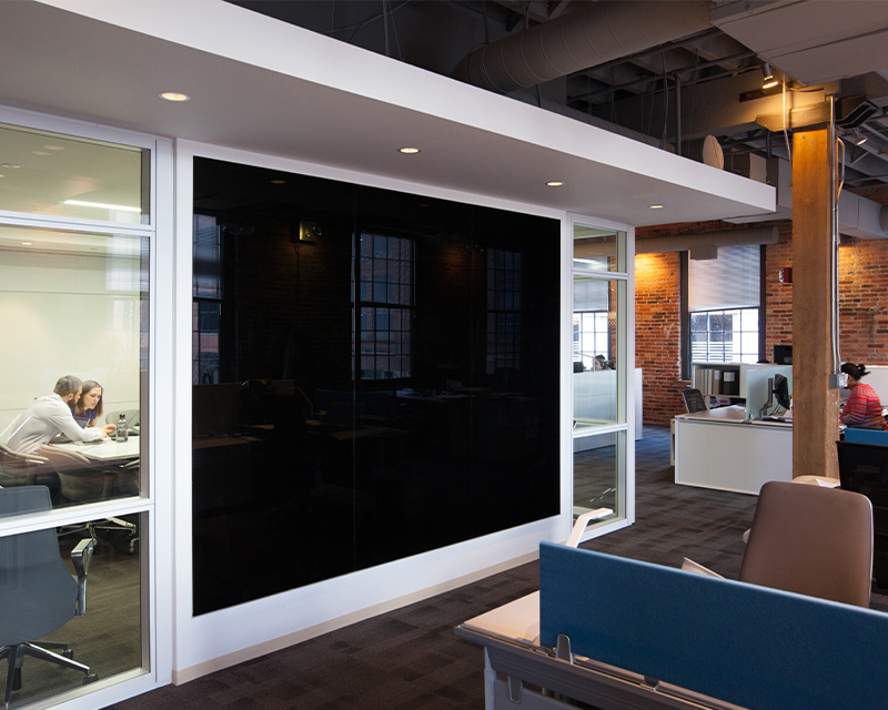 Glassboard and acoustic installation by WSI Office