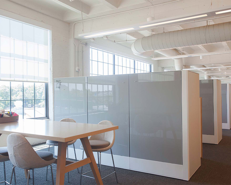 Glassboard and acoustic installation by WSI Office