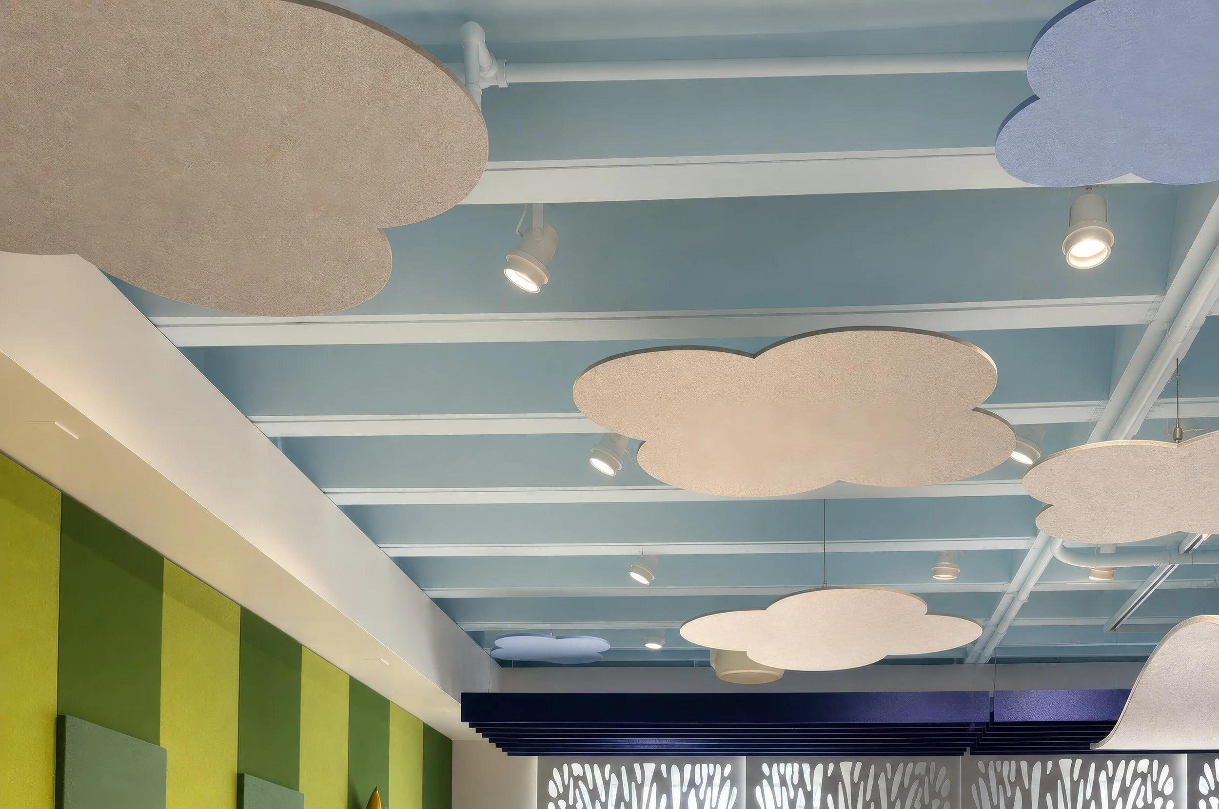 Glassboard and acoustic installation by WSI Office