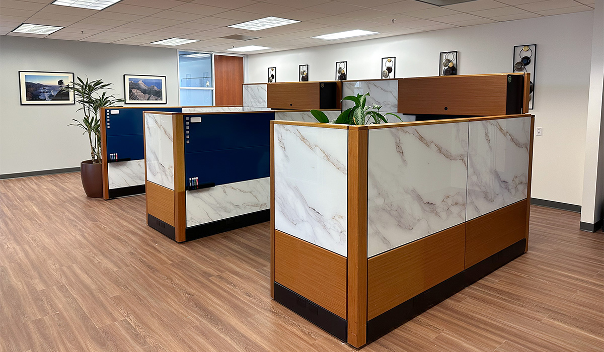 Glassboard and acoustic installation by WSI Office