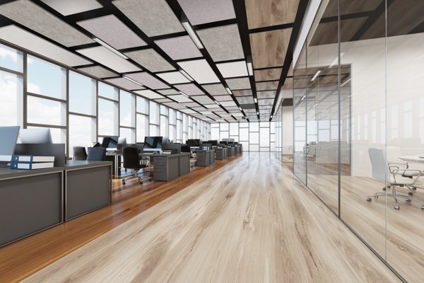 Glassboard and acoustic installation by WSI Office